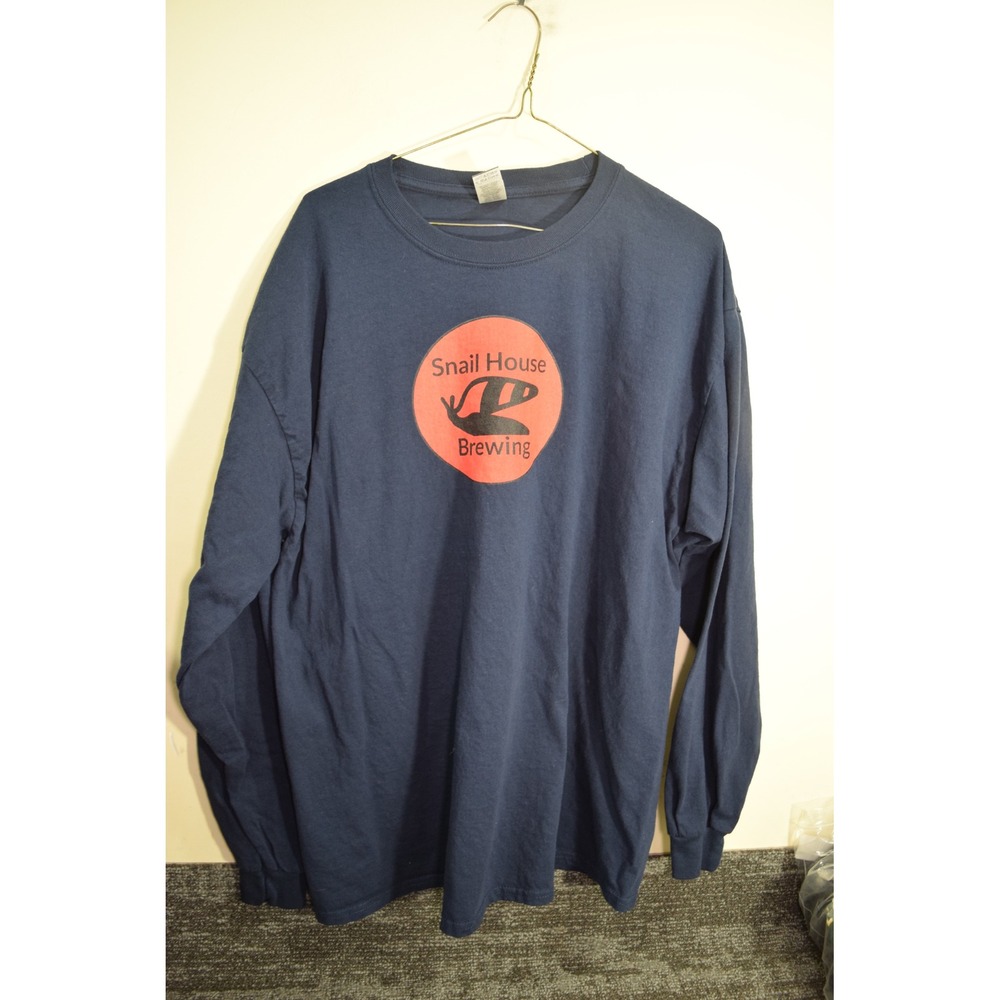 Gildan Ultra Cotton Snail House Brewing Long Sleeve T-Shirt Navy Blue Mens XL
